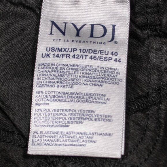 NYDJ Marilyn Straight Cropped Cuffed Jeans Womens 10 Black Lift Tuck Crop W05X - Picture 5 of 5